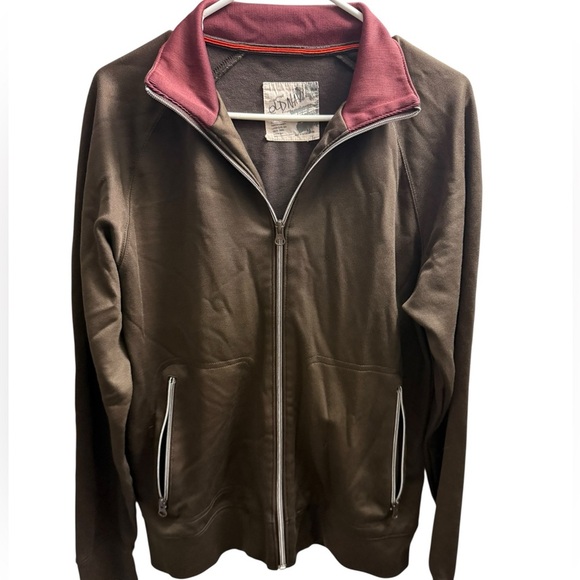 Men’s Old Navy Brown Zip-Up Jacket with Burgundy Lining – Size M - Picture 1 of 6